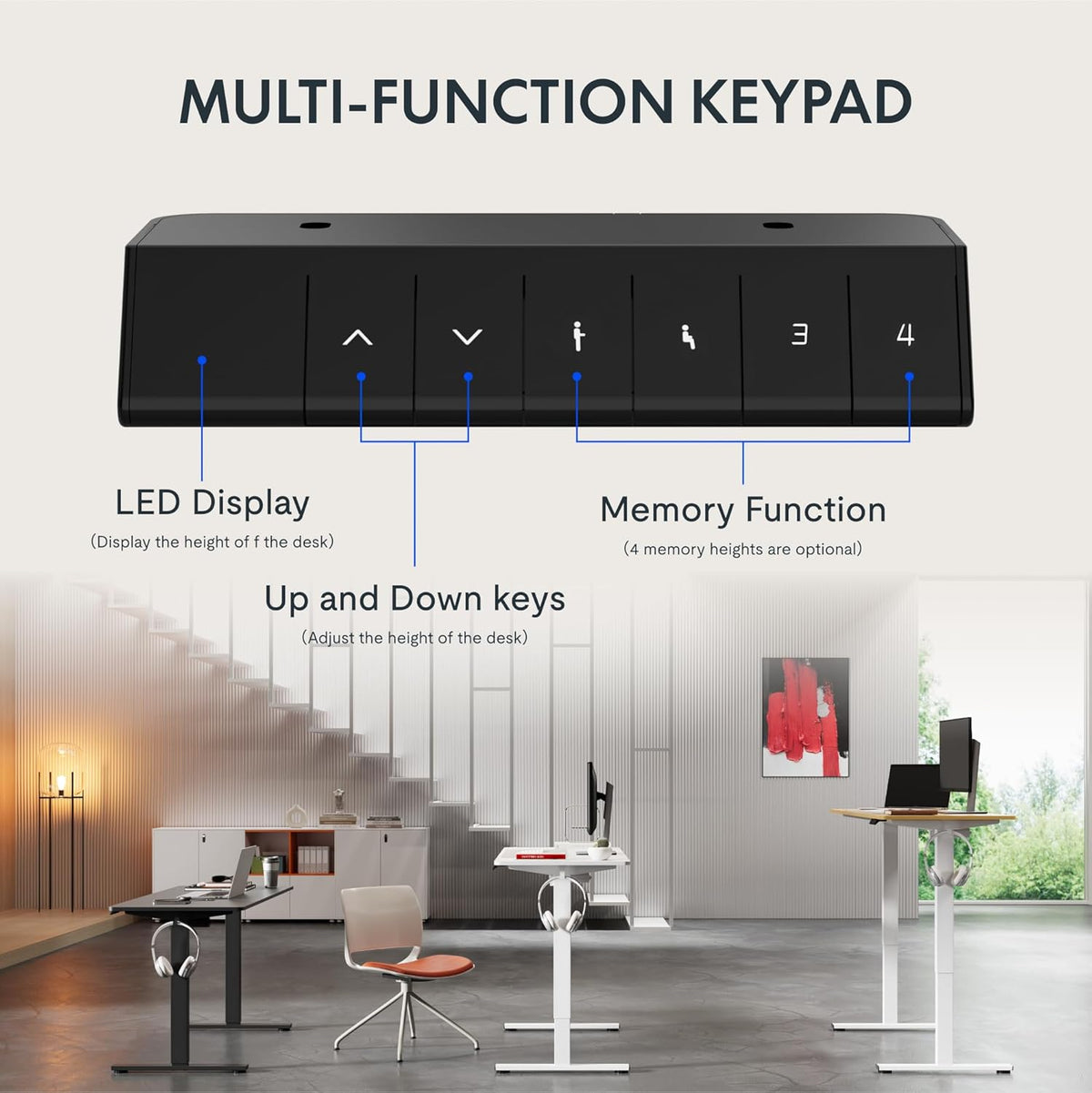 FLEXISPOT Standing Desk Electric Height Adjustable Desk with 55 x 24 Inches Splice Board, Ergonomic Memory Controller, Black Top + Black Frame