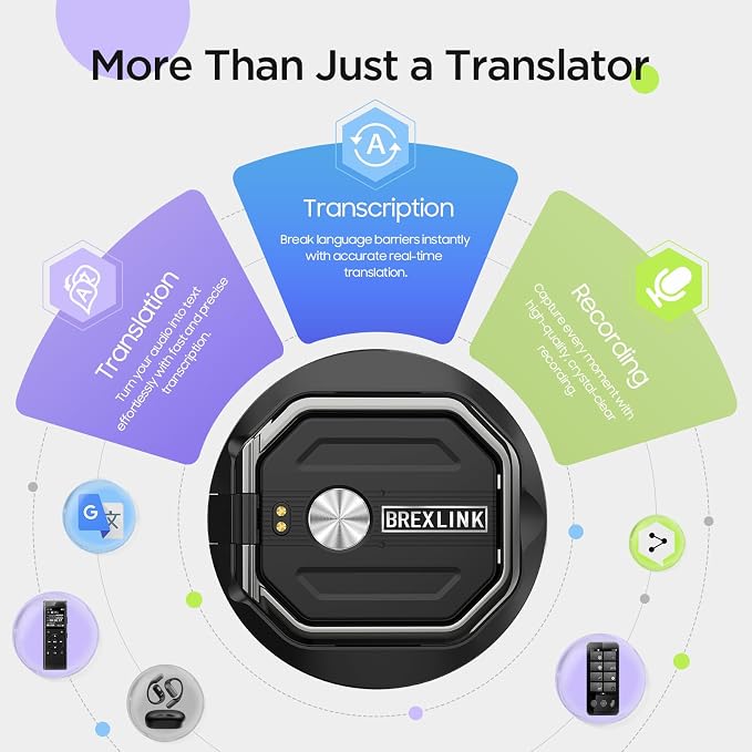 3-in-1 AI Translator Recorder, Language Translator Device, NO FEE