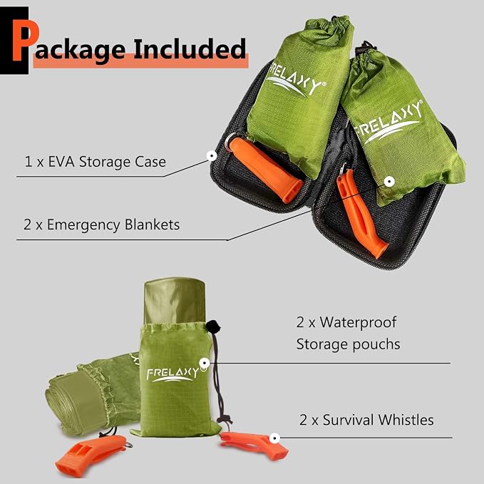 Frelaxy Emergency Blanket 2-Pack/4-Pack, Extra-Thick Extra-Large Space Blankets