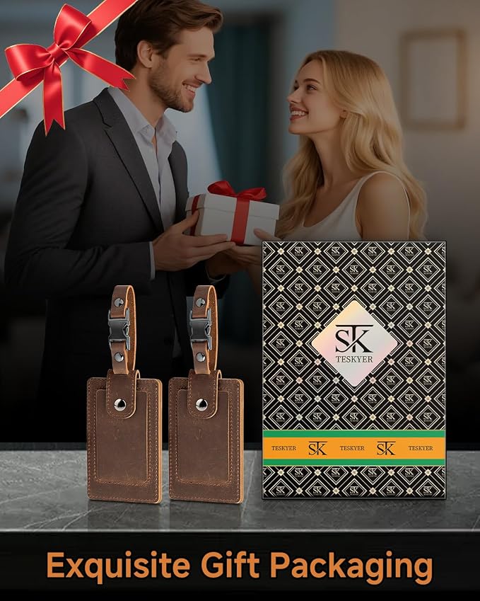Premium Genuine Leather Luggage Tags