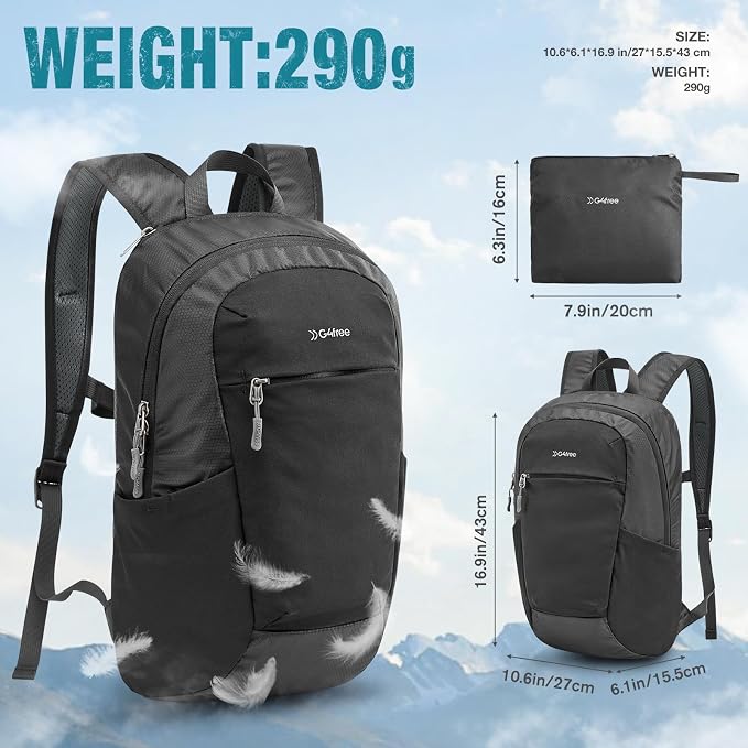 G4Free Packable Hiking Backpack 20L Lightweight Foldable Travel Daypack