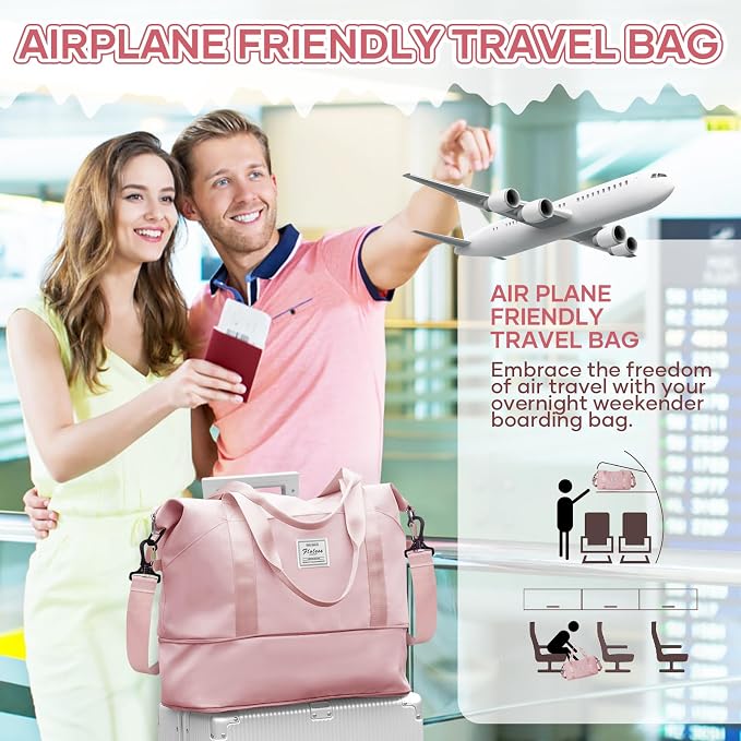 Travel Duffel Bag, Sports Tote Gym Bag, Shoulder Weekender Overnight Bag