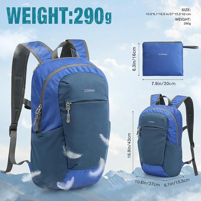 G4Free Packable Hiking Backpack 20L Lightweight Foldable Travel Daypack