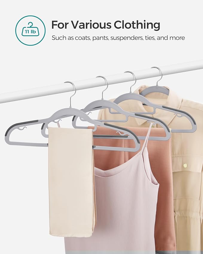 SONGMICS Pack of 50 Coat Hangers, Space-Saving Plastic Clothes Hangers
