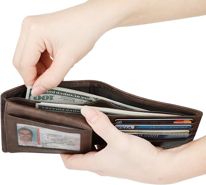 Wallet for Men-Genuine Leather RFID Blocking Bifold Stylish Wallet