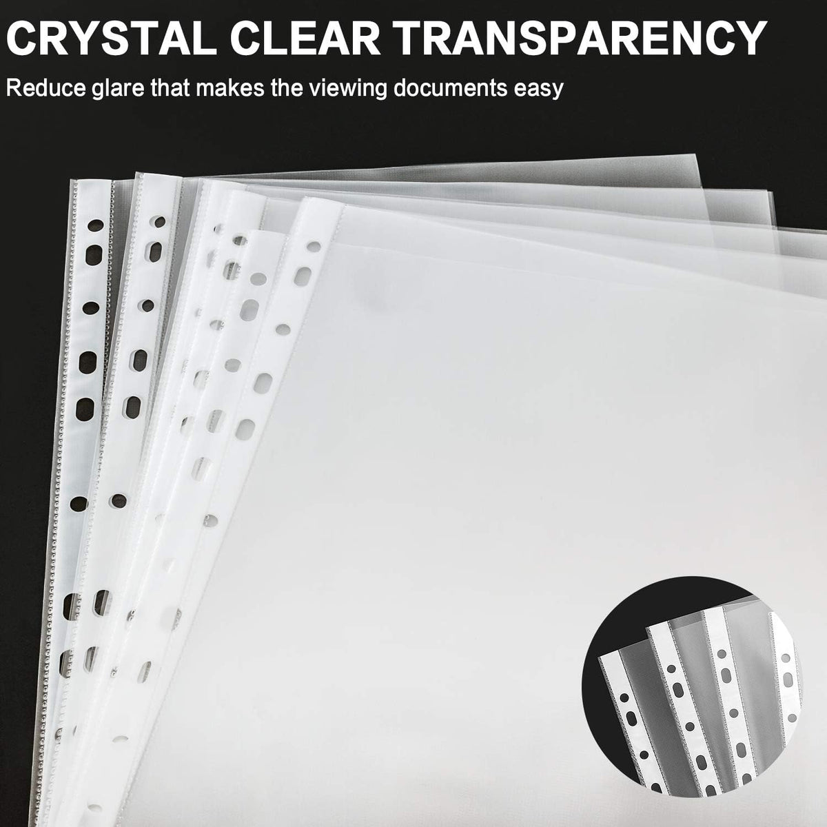 Sheet Protectors, PANDRI 600 Pack Clear Heavy Duty Plastic Page Protectors Sheet Reinforced 11-Hole Fit for 3 Ring Binder Fits Standard 8.5 x 11 Paper, 9.25 x 11.25 Top Loaded, Excluding Acid