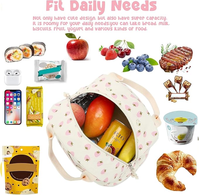 Bluboon Lunch Bag for Women Men Cute Corduroy Lunch Tote Bags Reusable