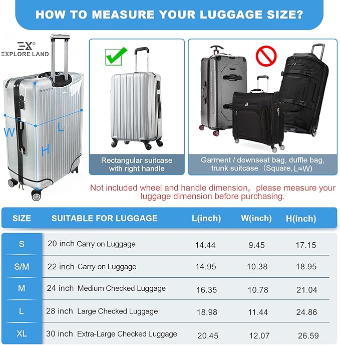Explore Land Clear Luggage Cover Tough Protector Fits