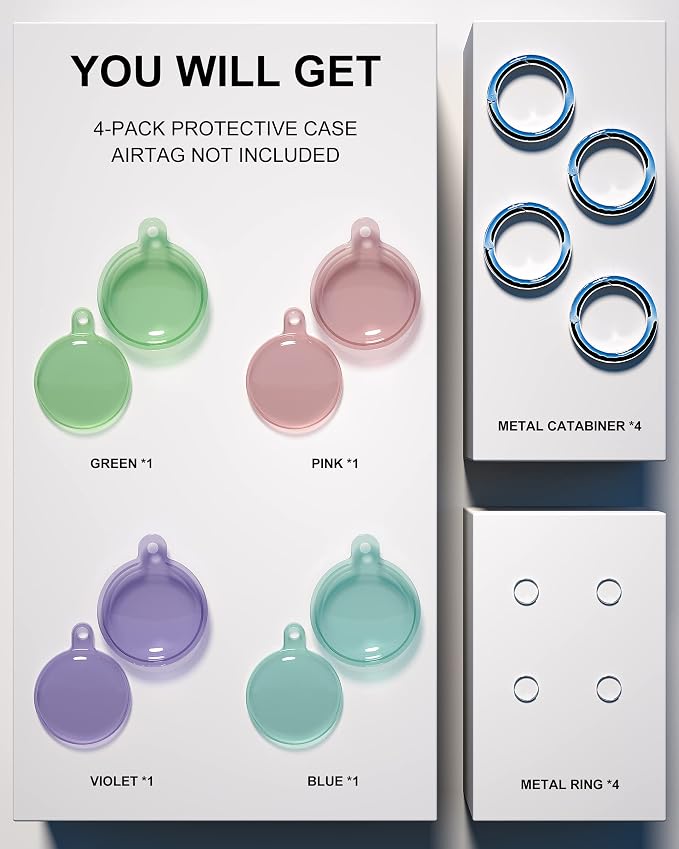 4 Pack Airtag Holder, Apple Air Tag Waterproof Case