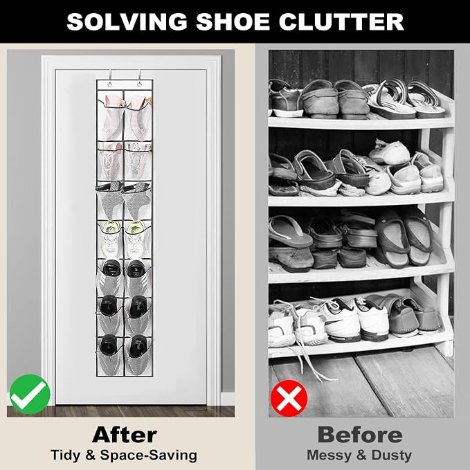 12 Large Pockets Over The Door Hanging Shoe Organizer