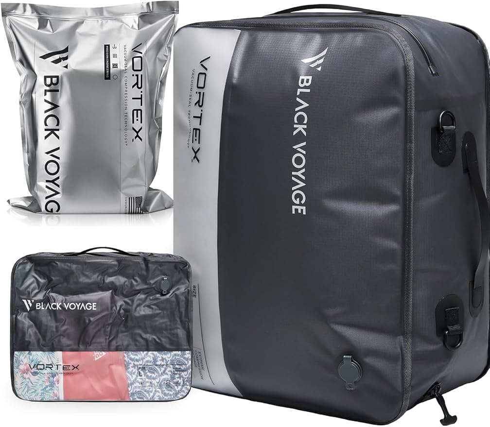 Black Voyage Reusable Vacuum Compression Travel Bag