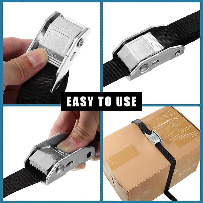 16 Pcs Cambuckle Tie Down Straps 1763lbs Break Strength Securing Straps 1'' x