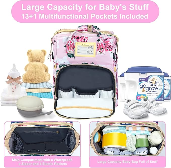 Diaper Bag Backpack with Changing Station, Foldable