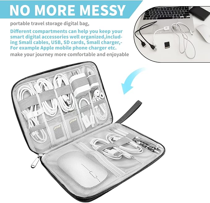 Electronics Organizer Travel Case, Electronic Accessories Storage Bag, Portable
