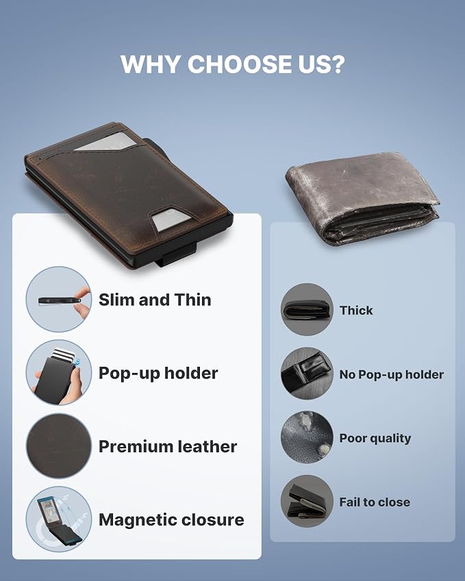 typecase Tactical Wallet for Men Card Holder: Pop Up Card Case, Full Grain