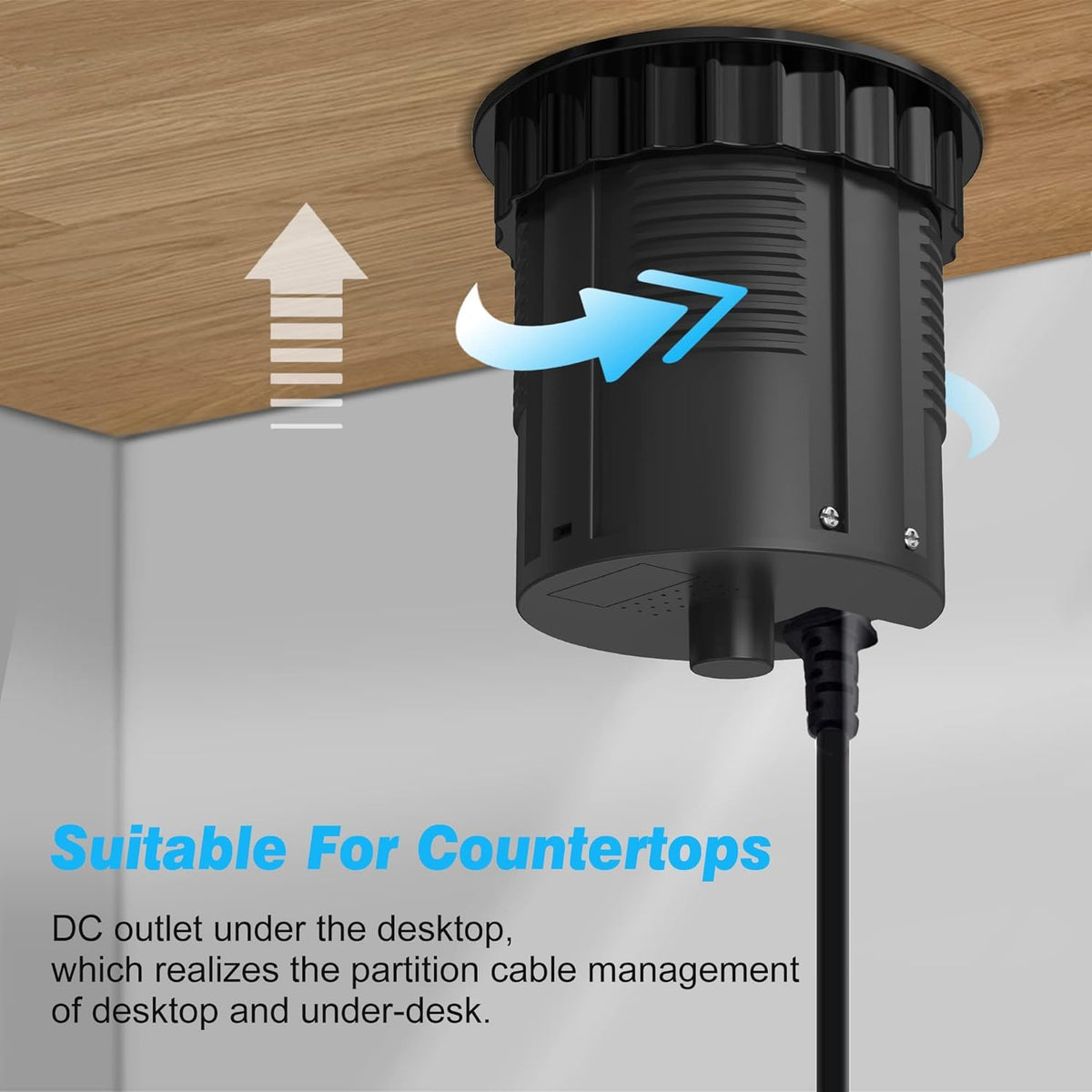 Pop Up Outlet with 15W Wireless Charger, 4.33 inch Pop Up Outlet for Countertop, 3 AC Plug 1 USB-A 1 USB-C Hidden Outlet Pop Up Electrical Outlet for for Kitchen/Home/Office