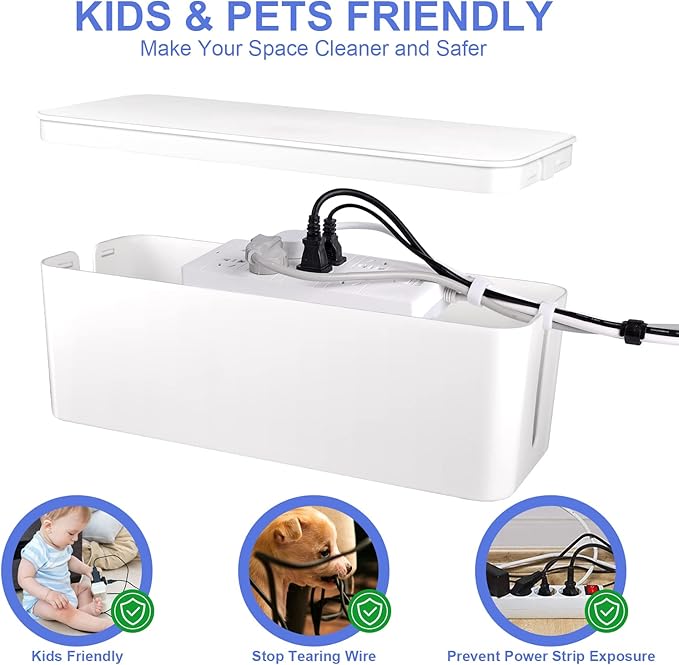 Chouky Cable Organizer Box Set of Three, Power Cover Cord Holder Surge Protector