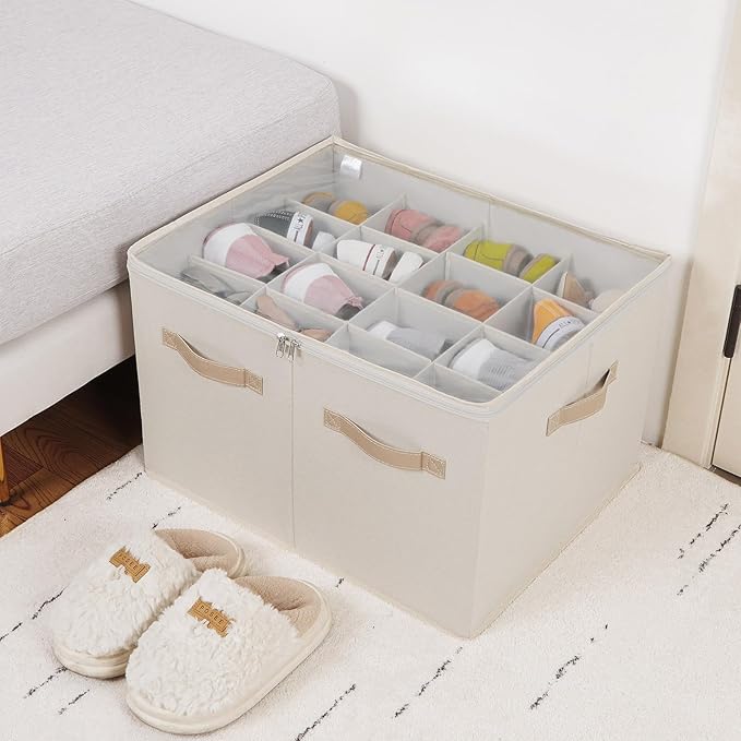 Shoe Organizer for Closet 2 Pack, Foldable Shoe Box