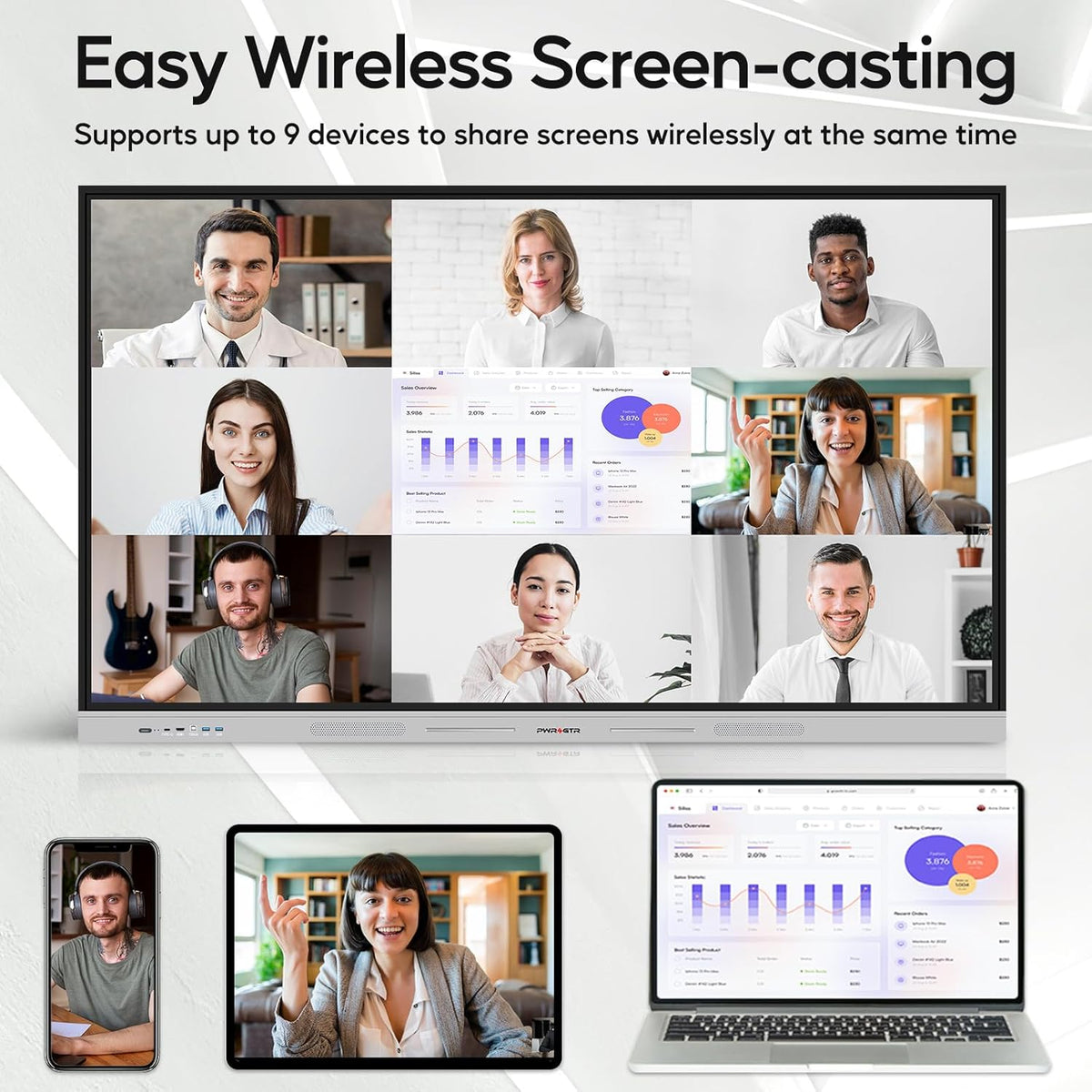 Smart Board | 55" Interactive Whiteboard | 4K UHD | Android 14 | 8+128GB | Digital Whiteboard, Electronic White Board for Classroom Home Office | Wall Mount Included