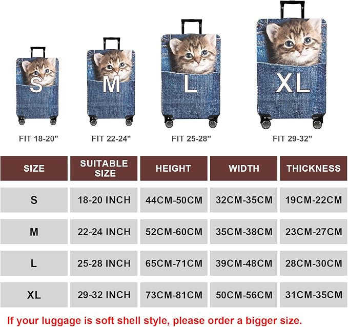WUJIAONIAO Travel Luggage Cover Baggage Suitcase Cover Protector Skins 18-32