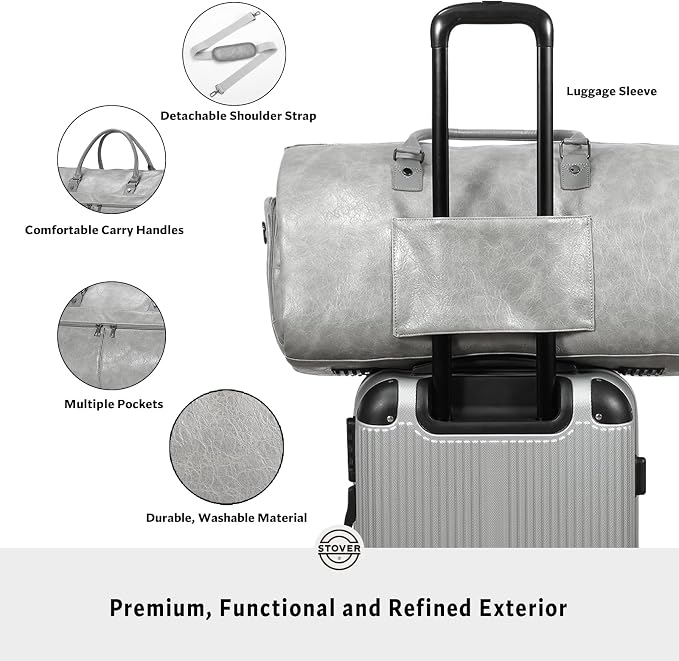 STOVER Garment Travel Duffle Bag, Large 2-in-1 Convertible Carry-on Luggage