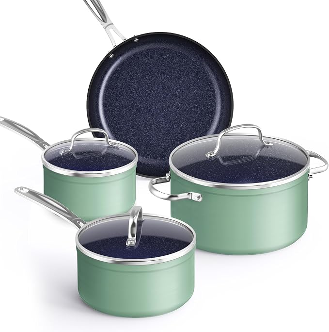 Nuwave Healthy Duralon Blue Ceramic Nonstick Coated 7pc Cookware Set,