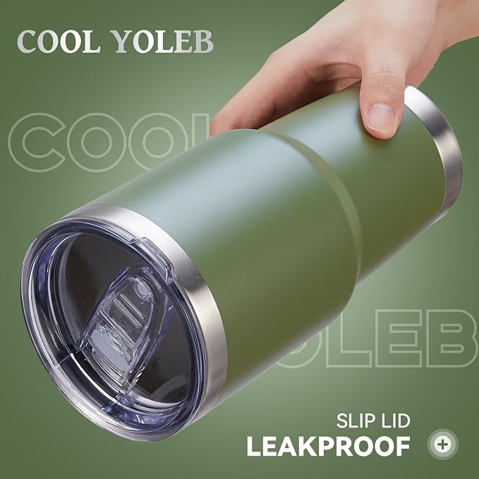 30 oz Tumbler with Lid Stainless Steel Tumblers Bulk Vacuum Insulated Cup Reusable Powder Coated Travel Mug Double Wall Leak Proof Cups Keep Cold Drinks for 12 Hours Army Green, Set of 4