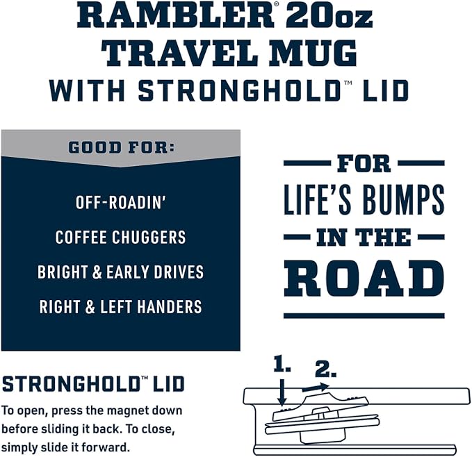 YETI Rambler 20 oz Travel Mug, Stainless Steel, Vacuum Insulated
