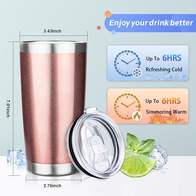 20oz Tumbler with Straw and Brush, Stainless Steel Vacuum Insulated tumbler