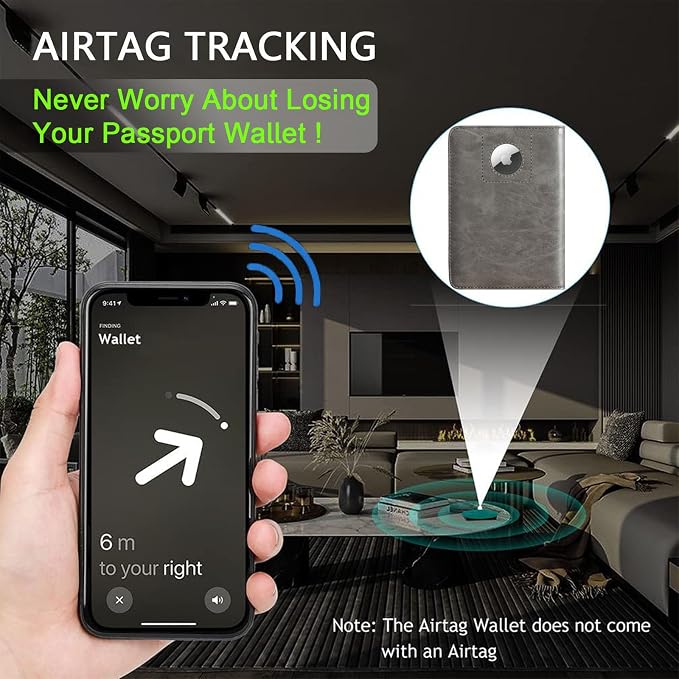 Airtag Passport Holder Cover Wallet Travel Essentials RFID Blocking Leather