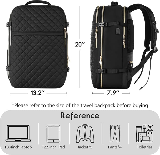 MOMUVO Large Travel Backpack Women, Flight Approved Carry On Backpack