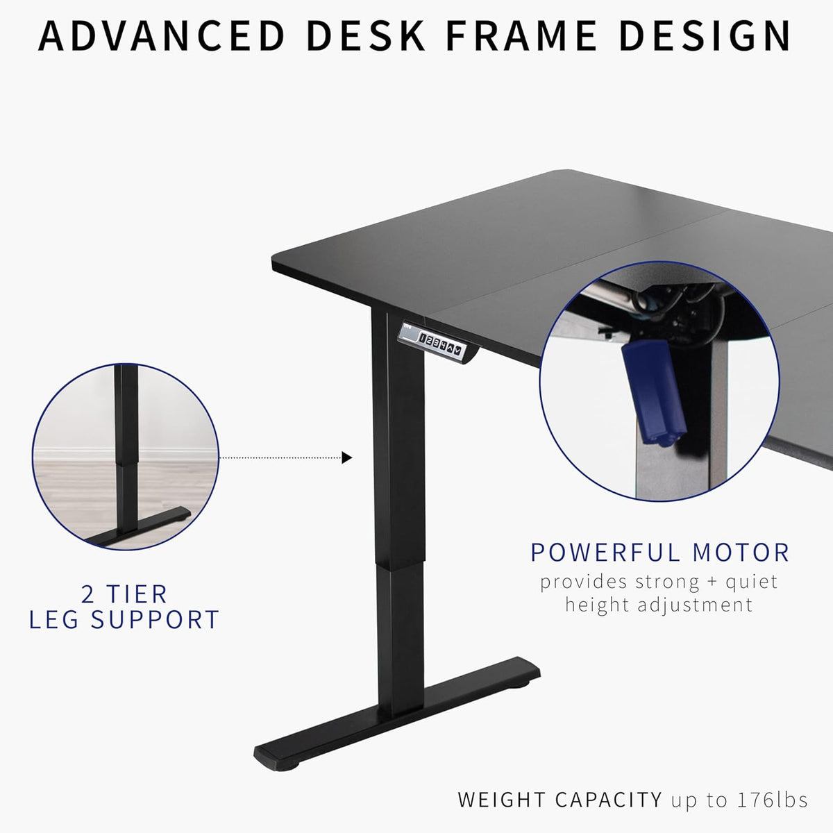 VIVO Electric 60 x 30 in Standing Desk, Memory Height Adjustment, 1B Series, Dark Gray Top White Frame, DESK-KIT-1W6G-30