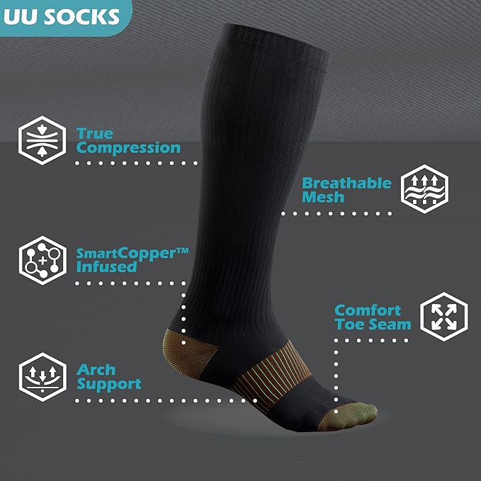 Medical Compression Socks for Women and Men 3 Pairs 20-30 mmHg Knee High
