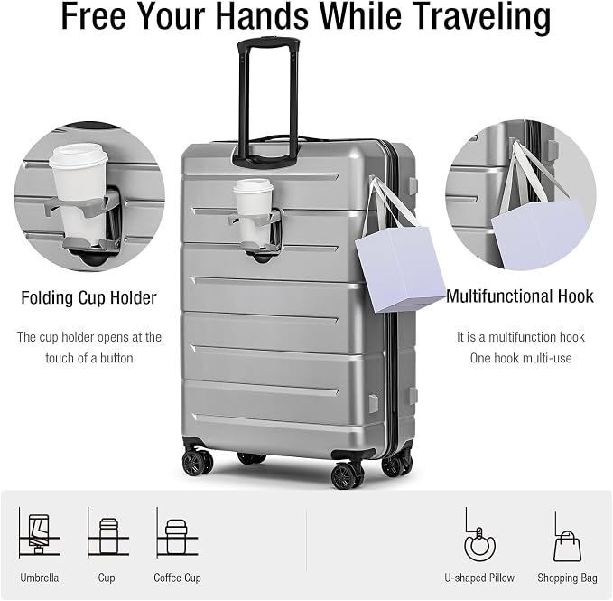 KYME Luggage Sets 3 Piece Hardshell 22in/26in/30in Suitcases