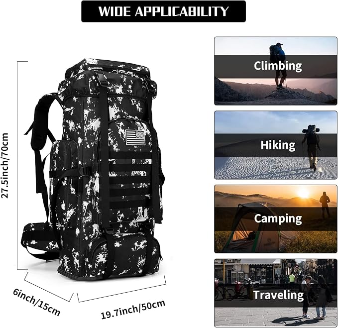Hiking Backpack for Men 70L/100L Camping Backpack Military Rucksack Molle 3