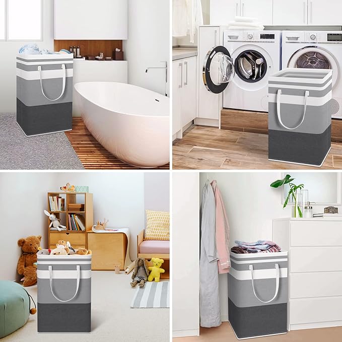 HomeHacks 2-Pack Large Laundry Basket, Waterproof, Freestanding Laundry Hamper