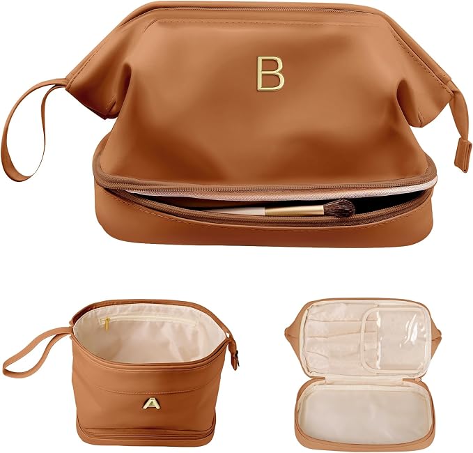 Teacher Gifts, Personalized Makeup Bag, Monogrammed Gifts, Initial Double Layer