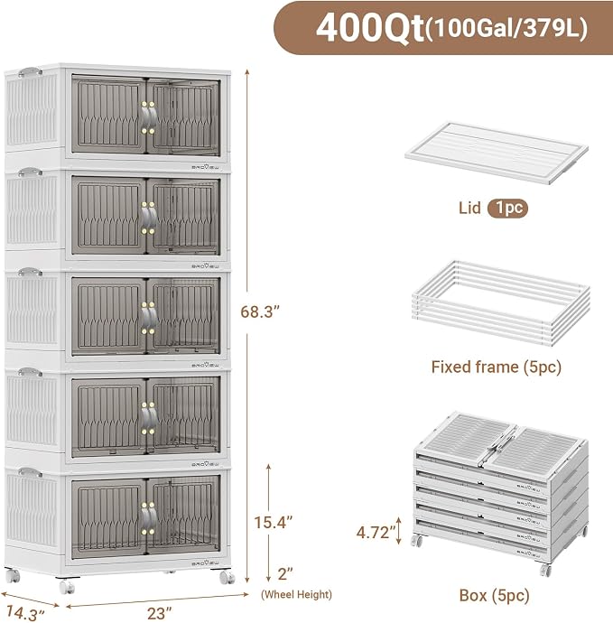 BROVIEW 400Qt Stackable Storage Bins