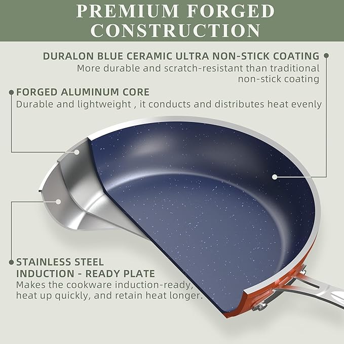 Nuwave Healthy Duralon Blue Ceramic Nonstick Coated 9pc Cookware Set,