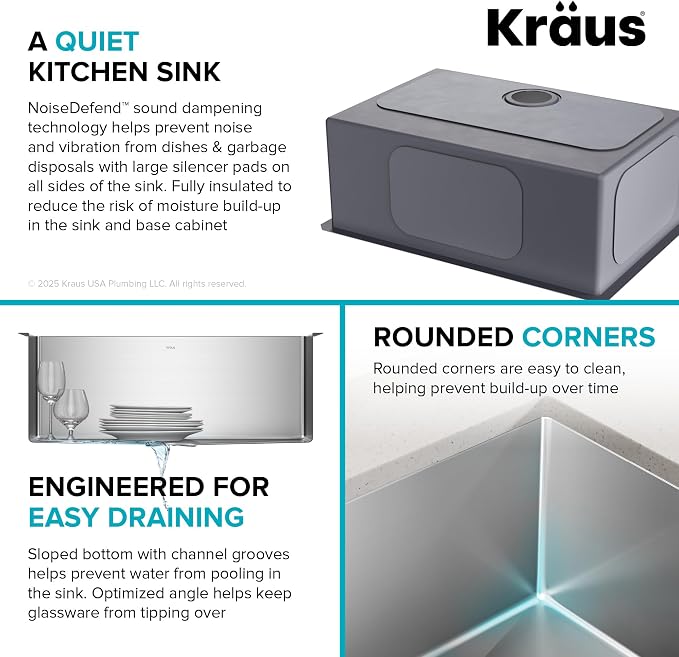 KRAUS Standart PRO 28-inch 16 Gauge Undermount Single Bowl Stainless Steel