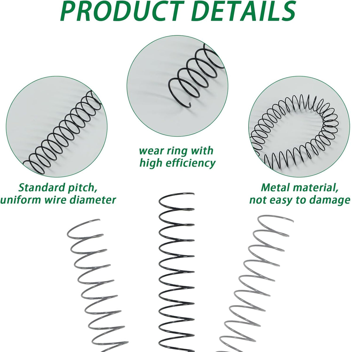 RAYSON 9.5mm Wire Coil Binding Spiral, 3:1 Pitch, 3/8" Metal Spiral Binding Coil, Black Color & Pack of 100