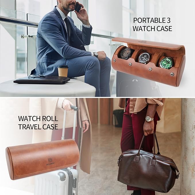Watch Roll Travel Case for Men and Women: 3 Watch Travel Roll