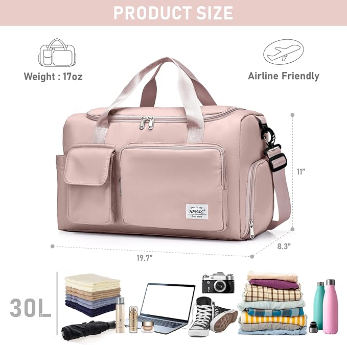 NPBAG Women Travel Duffel, Gym Workout Overnight Bag, Mommy Hospital Bag