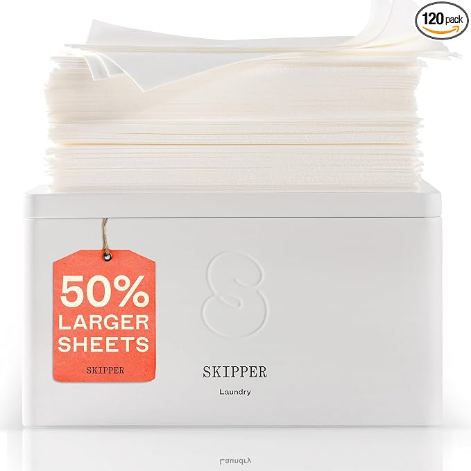 Skipper 50% LARGER Laundry Detergent Sheets Starter Kit + Storage Tin
