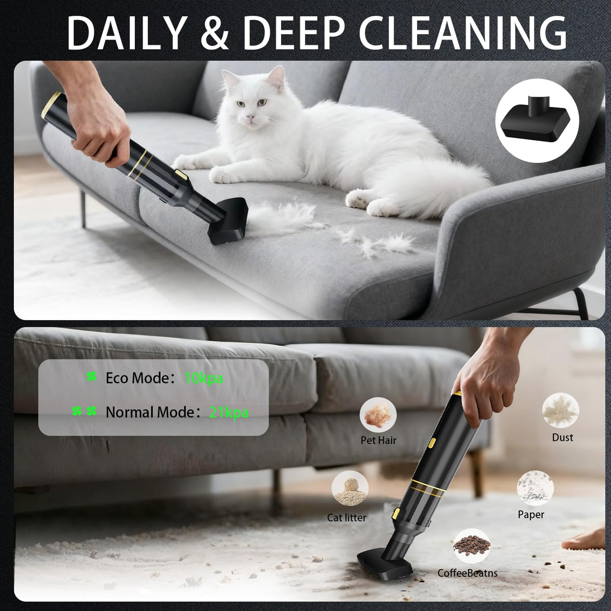 Cros 4-in-1 Mini Cordless Vacuum Cleaner, 21kPa Powerful Suction, Portable Handheld Vacuum for Car & Home, Type-C Rechargeable, Compact & Lightweight