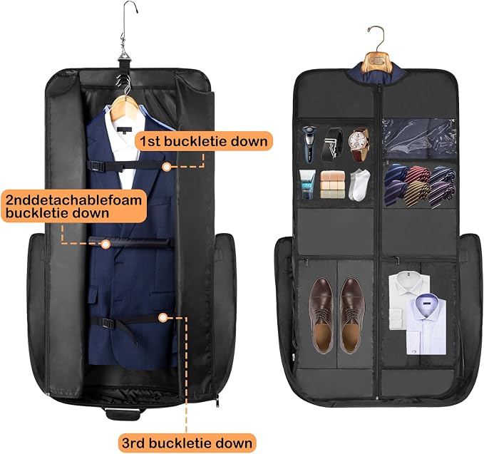 Noozion Garment Bag for Travel Large Carry On Suit Bag Hanging Travel Suit Bags