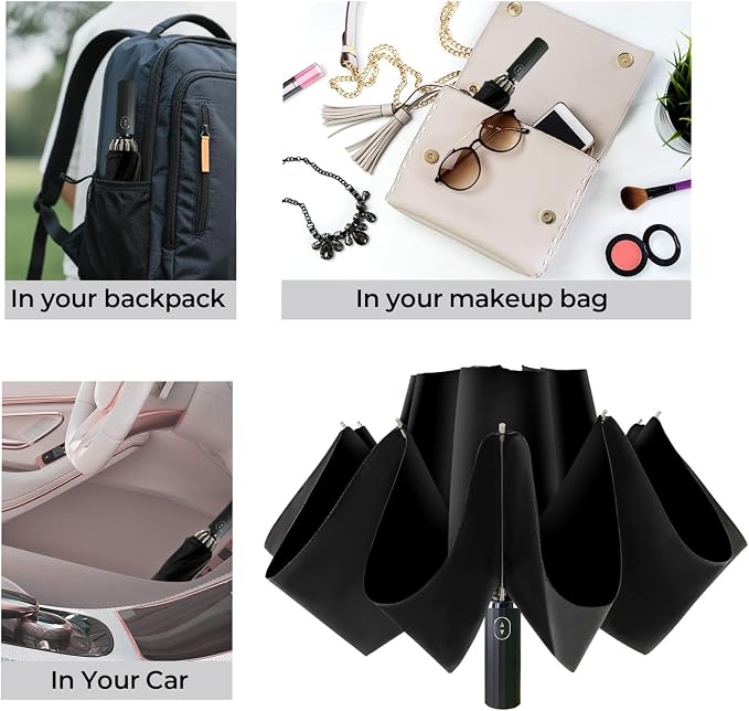 LLanxiry Compact Travel Umbrella, Mini Windproof Umbrellas