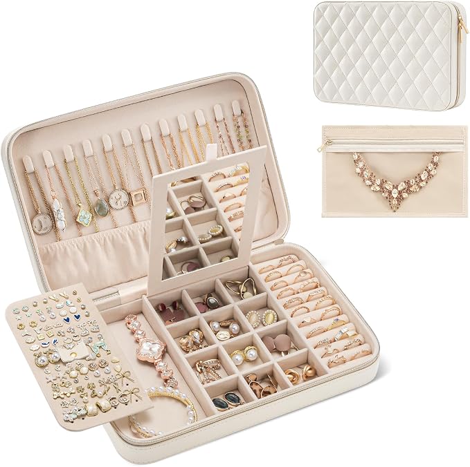 Lolalet Travel Jewelry Case for Women, Travel Jewelry Organizer Box