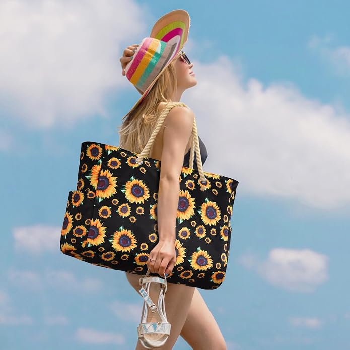 Becokan Beach Bag Large Beach Tote Bag