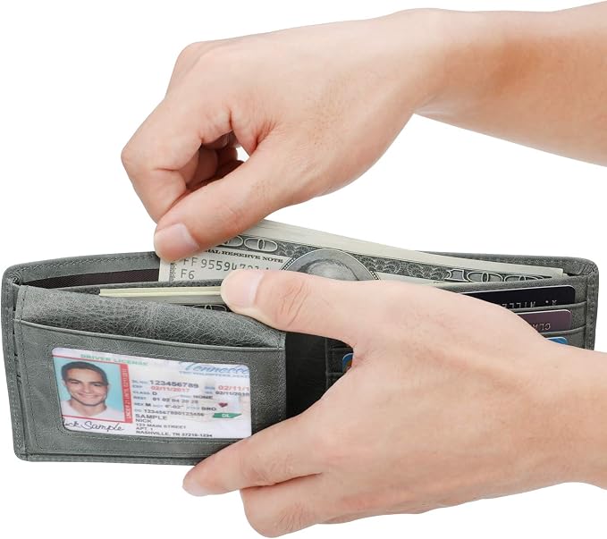 Wallet for Men-Genuine Leather RFID Blocking Bifold Stylish Wallet